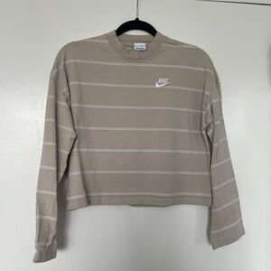 Nike long sleeve taupe stripe shirt